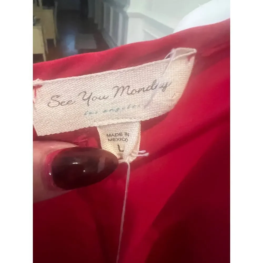 SEE YOU MONDAY LA NWT RED SATIN SLIP DRESS WOMENS SIZE LARGE - Picture 3 of 8